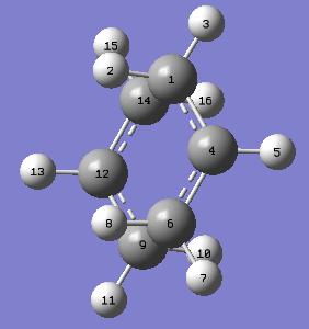 Figure 6; Atomic labels for comparing the TS(Berny) and Frozen coordinate chair TS bond lengths