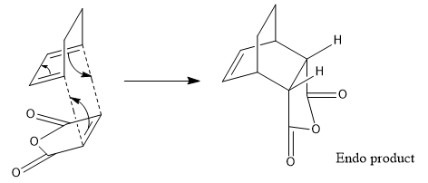 Diels-Alder forming exo product