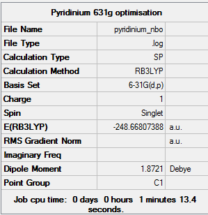 Pyridinium nbo summary