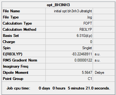 ultrafine frequency BH3NH3 Summary