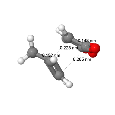 fig. 29: Bond lengths and through space distances for endo transition state.