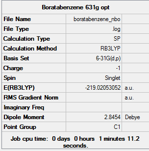 Borataenzene nbo summary