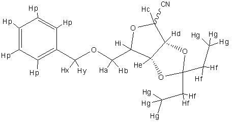Diagram of the riboside with labelled hydrogens
