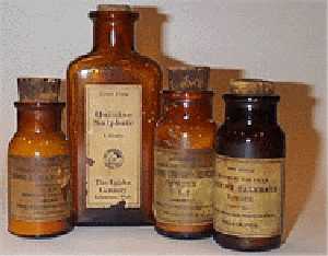 Antique quinine bottles