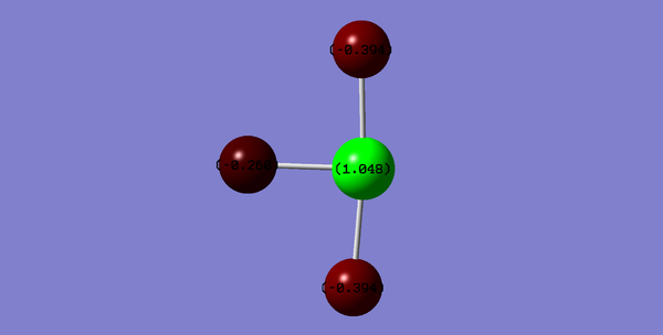 A GaussView image of the charge distribution of ClF3