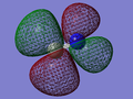 Molecular orbital 5 is the LUMO and shows the 1π* anti-bonding MO formed by the overlap of the N 2p AO with the C 2p AO.