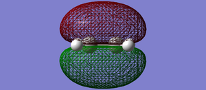 Fig 40: Ethylene HOMO. Symmetric with respect to the plane.