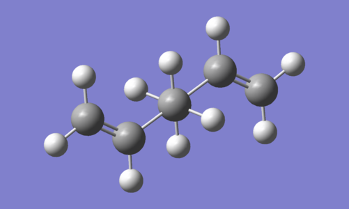 Anti 2 conformation, orientated along the C3-C4 bond to highlight the app arrangement of the double bonds