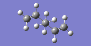 Fig 9: Antiperiplanar Conformer of 1,5-Hexadiene (DFT Calculation), Total Energy: -234.61171063 Hartrees, Point Group: Ci