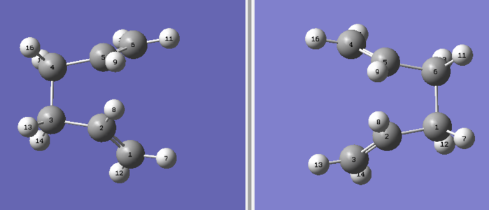 Figure 8: Initial atom labelled QST2 inputs that generated a Boat transisiton state