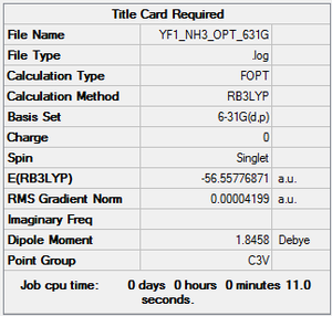 A summary of the optimisation informaiton