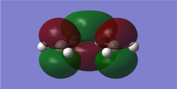LUMO of butadiene (Energy = 0.01708 Hartrees) — Symmetric