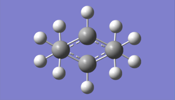 Figure 9: View of the transition state to illustrate the chair-like double-staggered 'conformation'