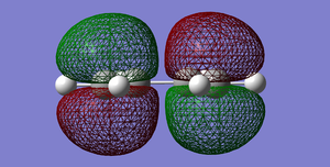 Fig 38:HOMO of cis-Butadiene. Antisymmetric with respect to the plane.