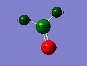 Charge distribution in the H2CO molecule.