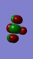 Molecular Orbital number 1 is the HOMO in the molecule and is a majority antibonding orbital made up from the combination of the 3px orbital and the 2px orbitals from the fluorines.