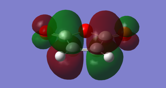 LUMO of maleic anhydride (Energy = -0.05949 Hartrees) — Antisymmetric