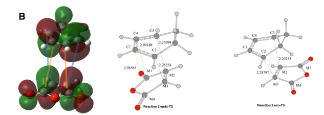 Figure 16: b) MO - Primary and secondary orbital interactions in the endo TS - POI (BLUE) & SOI (ORANGE)