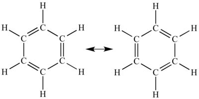 Figure 3b: 'Traditional' view of benzene bonding and resonance, giving rise to its stability.