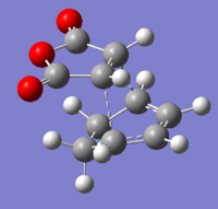 A Gaussview image of an optimised transition state