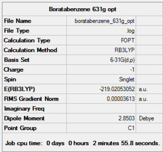 Borataenzene 6-31g optimisation summary