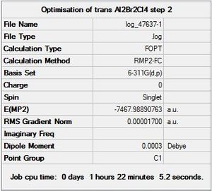 Al2Br2Cl4 with trans bromide atoms calculation summary