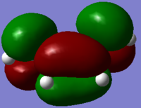 Optimised butadiene HOMO and LUMO (semi-empirical)