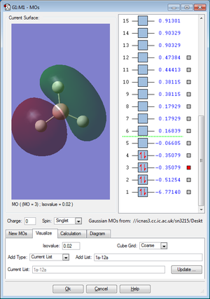 Borane 3σ orbital (one half of a degenerate pair)