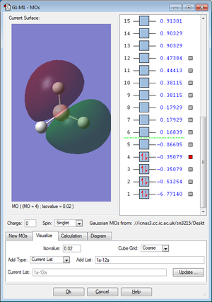 Borane 3σ orbital (one half of a degenerate pair)