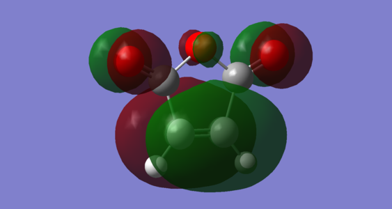 HOMO of maleic anhydride (Energy = -0.44187 Hartrees) — Symmetric